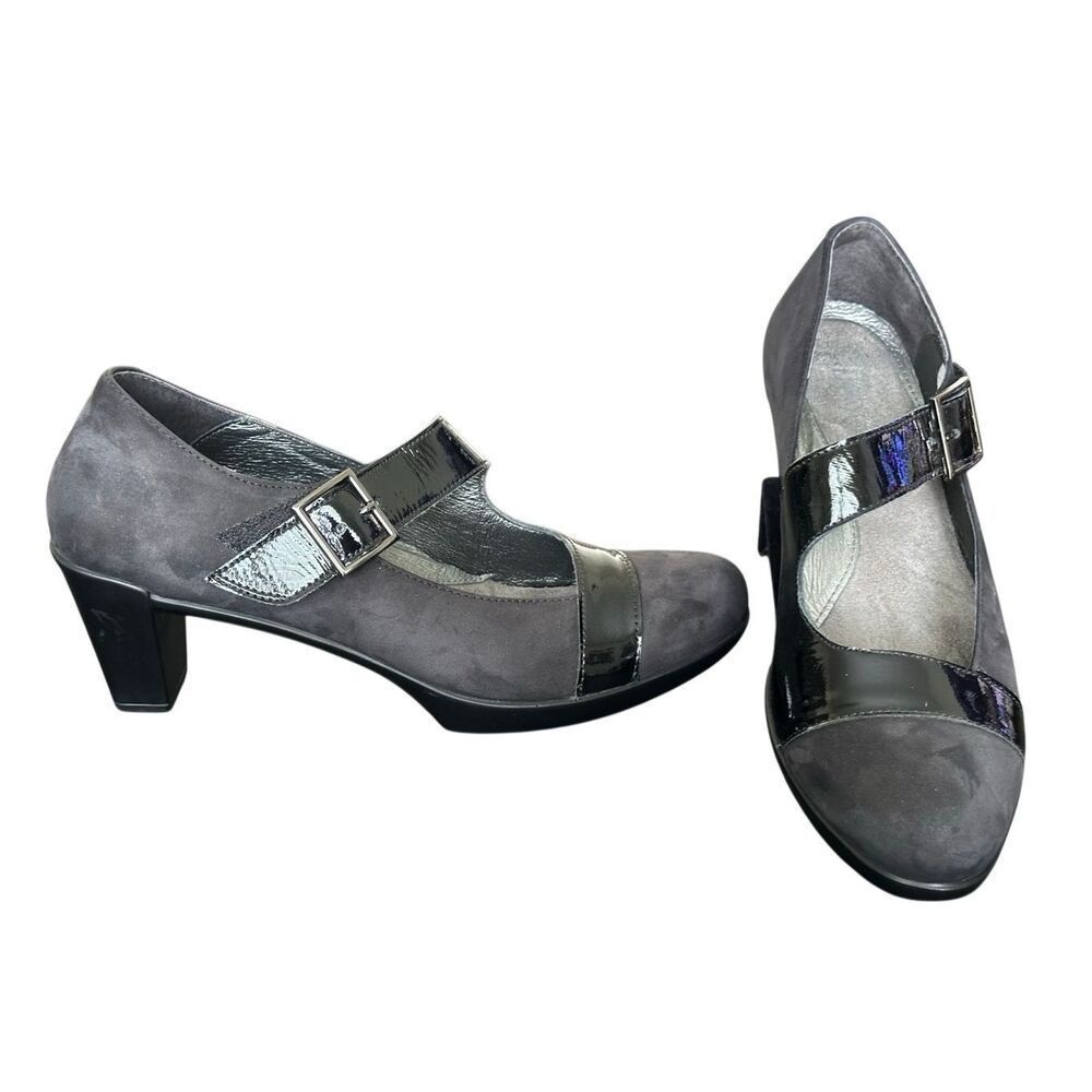 NAOT Brava Black Nubuck & Patent Mary Jane Heels Size 38 US 7 - 7 1/2